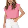 Haloumoning Girls Short Sleeve T-Shirts Crop Top Rolled Sleeve Round Neck Solid Loose Basic Tees for Summer(Pink)