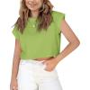 Haloumoning Girls Short Sleeve T-Shirts Crop Top Rolled Sleeve Round Neck Solid Loose Basic Tees for Summer(Yellow Green)