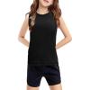 Haloumoning Girls Tank Tops Kids Sleeveless Athletic Lightweight Cute Summer Top Dancewear 5-14 Years(Black)