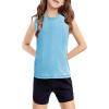 Haloumoning Girls Tank Tops Kids Sleeveless Athletic Lightweight Cute Summer Top Dancewear 5-14 Years(Blue)