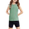 Haloumoning Girls Tank Tops Kids Sleeveless Athletic Lightweight Cute Summer Top Dancewear 5-14 Years(Green)