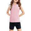Haloumoning Girls Tank Tops Kids Sleeveless Athletic Lightweight Cute Summer Top Dancewear 5-14 Years(Pink)