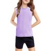 Haloumoning Girls Tank Tops Kids Sleeveless Athletic Lightweight Cute Summer Top Dancewear 5-14 Years(Purple)
