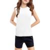 Haloumoning Girls Tank Tops Kids Sleeveless Athletic Lightweight Cute Summer Top Dancewear 5-14 Years(White)