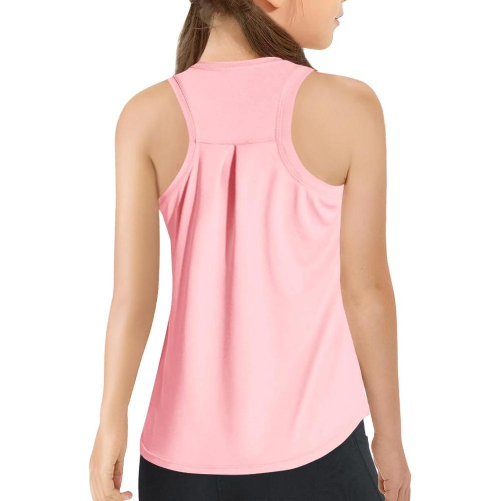 image:imageHaloumoning Girls Athletic Tank Tops Kids Racerback Sleeveless Workout Running Sports Shirts 514 YearsPink