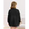 Haloumoning Girls Button Down Cardigan Mock Neck Lantern Long Sleeve Sweater Chunky Knit Outerwear Jacket 5-14Y(Black)