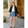 Haloumoning Girls Button Down Cardigan Mock Neck Lantern Long Sleeve Sweater Chunky Knit Outerwear Jacket 5-14Y(Black)