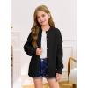 Haloumoning Girls Button Down Cardigan Mock Neck Lantern Long Sleeve Sweater Chunky Knit Outerwear Jacket 5-14Y(Black)
