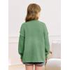 Haloumoning Girls Button Down Cardigan Mock Neck Lantern Long Sleeve Sweater Chunky Knit Outerwear Jacket 5-14Y(Green)