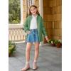 Haloumoning Girls Button Down Cardigan Mock Neck Lantern Long Sleeve Sweater Chunky Knit Outerwear Jacket 5-14Y(Green)