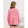 Haloumoning Girls Button Down Cardigan Mock Neck Lantern Long Sleeve Sweater Chunky Knit Outerwear Jacket 5-14Y(Pink)