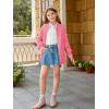 Haloumoning Girls Button Down Cardigan Mock Neck Lantern Long Sleeve Sweater Chunky Knit Outerwear Jacket 5-14Y(Pink)