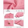 Haloumoning Girls Button Down Cardigan Mock Neck Lantern Long Sleeve Sweater Chunky Knit Outerwear Jacket 5-14Y(Pink)