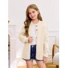 Haloumoning Girls Button Down Cardigan Mock Neck Lantern Long Sleeve Sweater Chunky Knit Outerwear Jacket 5-14Y(White)