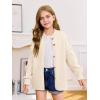 Haloumoning Girls Button Down Cardigan Mock Neck Lantern Long Sleeve Sweater Chunky Knit Outerwear Jacket 5-14Y(White)