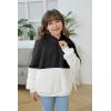 Haloumoning Girls Fuzzy Fleece Pullover Hoodies Sweatshirt Casual Loose Outwear Coat with Pockets 4-15 Years(A-black)