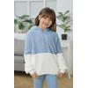 Haloumoning Girls Fuzzy Fleece Pullover Hoodies Sweatshirt Casual Loose Outwear Coat with Pockets 4-15 Years(A-blue Grey)