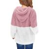 Haloumoning Girls Fuzzy Fleece Pullover Hoodies Sweatshirt Casual Loose Outwear Coat with Pockets 4-15 Years(A-dark Pink)