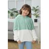 Haloumoning Girls Fuzzy Fleece Pullover Hoodies Sweatshirt Casual Loose Outwear Coat with Pockets 4-15 Years(A-green)