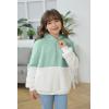 Haloumoning Girls Fuzzy Fleece Pullover Hoodies Sweatshirt Casual Loose Outwear Coat with Pockets 4-15 Years(A-green)