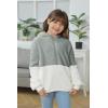 Haloumoning Girls Fuzzy Fleece Pullover Hoodies Sweatshirt Casual Loose Outwear Coat with Pockets 4-15 Years(A-light Grey)