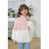 Haloumoning Girls Fuzzy Fleece Pullover Hoodies Sweatshirt Casual Loose Outwear Coat with Pockets 4-15 Years(A-pink)