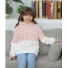 Haloumoning Girls Fuzzy Fleece Pullover Hoodies Sweatshirt Casual Loose Outwear Coat with Pockets 4-15 Years(A-pink)