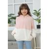 Haloumoning Girls Fuzzy Fleece Pullover Hoodies Sweatshirt Casual Loose Outwear Coat with Pockets 4-15 Years(A-pink)