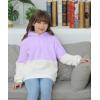 Haloumoning Girls Fuzzy Fleece Pullover Hoodies Sweatshirt Casual Loose Outwear Coat with Pockets 4-15 Years(A-purple)