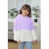 Haloumoning Girls Fuzzy Fleece Pullover Hoodies Sweatshirt Casual Loose Outwear Coat with Pockets 4-15 Years(A-purple)