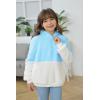 Haloumoning Girls Fuzzy Fleece Pullover Hoodies Sweatshirt Casual Loose Outwear Coat with Pockets 4-15 Years(A-sky Blue)