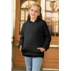 Haloumoning Girls Fuzzy Fleece Pullover Hoodies Sweatshirt Casual Loose Outwear Coat with Pockets 4-15 Years(C-black)