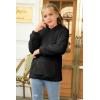 Haloumoning Girls Fuzzy Fleece Pullover Hoodies Sweatshirt Casual Loose Outwear Coat with Pockets 4-15 Years(C-black)