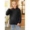 Haloumoning Girls Fuzzy Fleece Pullover Hoodies Sweatshirt Casual Loose Outwear Coat with Pockets 4-15 Years(C-black)