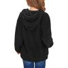 Haloumoning Girls Fuzzy Fleece Pullover Hoodies Sweatshirt Casual Loose Outwear Coat with Pockets 4-15 Years(C-black)