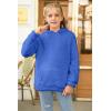 Haloumoning Girls Fuzzy Fleece Pullover Hoodies Sweatshirt Casual Loose Outwear Coat with Pockets 4-15 Years(C-blue)