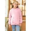 Haloumoning Girls Fuzzy Fleece Pullover Hoodies Sweatshirt Casual Loose Outwear Coat with Pockets 4-15 Years(C-dark Pink)
