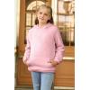 Haloumoning Girls Fuzzy Fleece Pullover Hoodies Sweatshirt Casual Loose Outwear Coat with Pockets 4-15 Years(C-dark Pink)