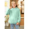 Haloumoning Girls Fuzzy Fleece Pullover Hoodies Sweatshirt Casual Loose Outwear Coat with Pockets 4-15 Years(C-green)
