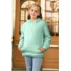 Haloumoning Girls Fuzzy Fleece Pullover Hoodies Sweatshirt Casual Loose Outwear Coat with Pockets 4-15 Years(C-green)