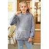 Haloumoning Girls Fuzzy Fleece Pullover Hoodies Sweatshirt Casual Loose Outwear Coat with Pockets 4-15 Years(C-grey)