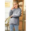 Haloumoning Girls Fuzzy Fleece Pullover Hoodies Sweatshirt Casual Loose Outwear Coat with Pockets 4-15 Years(C-grey)