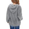Haloumoning Girls Fuzzy Fleece Pullover Hoodies Sweatshirt Casual Loose Outwear Coat with Pockets 4-15 Years(C-grey)
