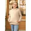 Haloumoning Girls Fuzzy Fleece Pullover Hoodies Sweatshirt Casual Loose Outwear Coat with Pockets 4-15 Years(C-khaki)