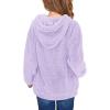 Haloumoning Girls Fuzzy Fleece Pullover Hoodies Sweatshirt Casual Loose Outwear Coat with Pockets 4-15 Years(C-purple)