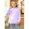 Haloumoning Girls Fuzzy Fleece Pullover Hoodies Sweatshirt Casual Loose Outwear Coat with Pockets 4-15 Years(C-purple)
