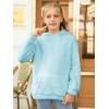 Haloumoning Girls Fuzzy Fleece Pullover Hoodies Sweatshirt Casual Loose Outwear Coat with Pockets 4-15 Years(C-sky Blue)