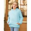 Haloumoning Girls Fuzzy Fleece Pullover Hoodies Sweatshirt Casual Loose Outwear Coat with Pockets 4-15 Years(C-sky Blue)
