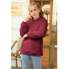 Haloumoning Girls Fuzzy Fleece Pullover Hoodies Sweatshirt Casual Loose Outwear Coat with Pockets 4-15 Years(C-wine Red)