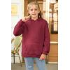 Haloumoning Girls Fuzzy Fleece Pullover Hoodies Sweatshirt Casual Loose Outwear Coat with Pockets 4-15 Years(C-wine Red)